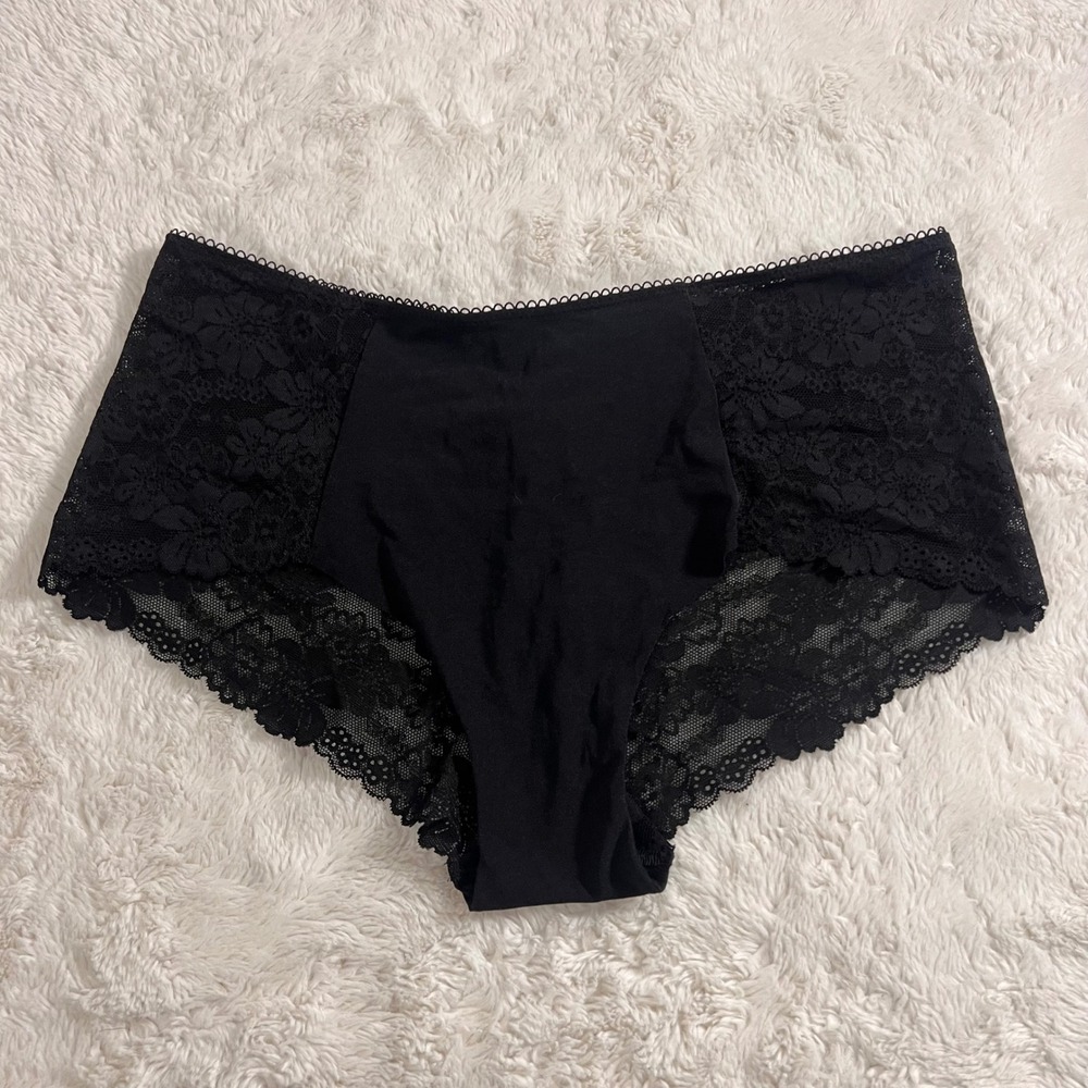 Victoria's Secret PINK Black Floral Lace Hipster Panties XL NWT ST 11246717 Lacy